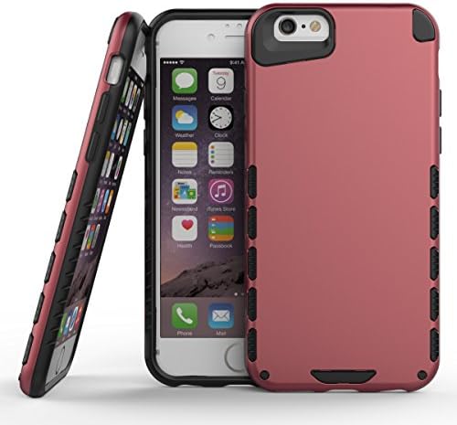 iPhone 6 6s Armor Case,X-Master® [Shock Absorption] [Minimalism Series] 2in1 Hard PC Cover with Soft TPU Case Hybrid Defender Shockproof Protective for iPhone 6/6s 4.7 inch (Buby red)