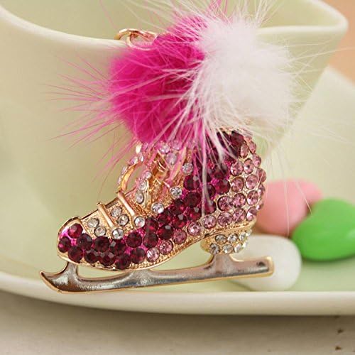 Diamond Perfume Bling Beauty Fashion Crystal Ice Skate Shoe Alloy Fur Ball Keychain Car Accessories Women Key Chains Key Rings Brand Bag Charms Pwk