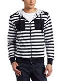 hoodies:Southpole Young Mens Printed Stripe Long Sleeve Hoody With Epaulettes And Pocket Detail, Navy, Large