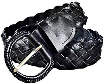 Loccol Apparel Women's Zig-zag Hand Braid Bonded Leather Belt Black Color Size Regular