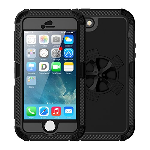 iPhone 5S Case, iThrough Heavy Drop Proof, Dust Proof &amp; Rain Proof Protective Case for Outdoor Sports, Durable Full Sealed Protection Case with Tempepred Glass Metal Premium Screen Protector for iPhone 5S iPhone 5