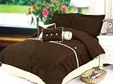 7Pcs King Chocolate Oxford Micro Suede Duvet Set