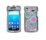 Pink and Blue on Silver Color Circles Rhinestone Diamonds Bling Design Case ....