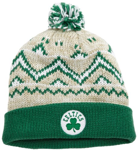 NBA Men's Cuffed Pom Knit Hat - Ke76Z, Boston Celtics, One Size , Boston Celtics , Oatmeal/Kelly Greem