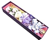 Miwoluna くまのぬいぐるみ付き ローズブーケ リボン付きのボックス ほのかな香り付き 各色あります (09. パープル)