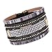 AutumnFall® Women Bohemian Bracelet Woven Braided Handmade Wrap Cuff Magnetic Clasp (Black)