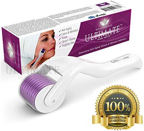 Derma Roller Ultimate - 1.0m 540 Microneedle Roller - Proven To Reduce - Wrinkles - Scars - Stretch Marks - Acne Scars - Cellulite - Hair Loss - Anti Aging - Best Derma Roller For Building Collagen & to Rejuvenate Face & Body - With FAST RESULTS - 90 Day 100% Money Back Guarantee