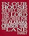 In Our House We Will Serve The Lord And Cheer for The Alabama Crimson Tide Personalized Family Name Christian Print - Perfect Gift, college sports wall art - multiple sizes