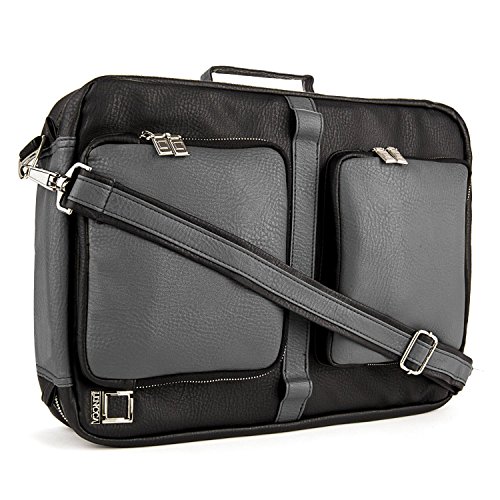 Lencca Quadra 15inch backpack , Messenger , Briefcase , and Tote 4 in 1 Carrying Bag (Slate / Black)