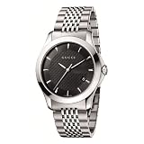 Gucci Men`s YA126402 G Timeless Medium Black Dial Stainless Steel Watch