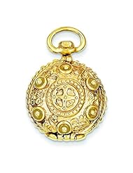 14K Yellow Gold Fancy Domed Locket Pendant Charm New
