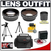 2x Digital Telephoto Professional Series Lens (58mm) + 0.45x Digital Wide Angle Macro Professional Series Lens (58mm) + 3 Piece Digital Camera Filter Kit + Adapter Tube + Deluxe Padded Carrying Case + Compact Digital Travel Tripod for Canon Powershot G7 G9 Digital Cameras
