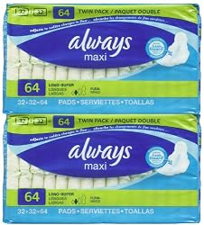 Always Maxi Long Supreme with Wings - 64 Count