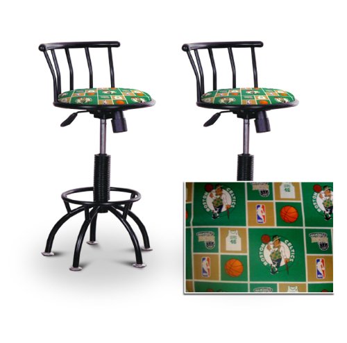 2 24"-29" Boston Celtics NBA Themed Seat Black Adjustable Specialty / Custom Barstools Set