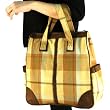 Tartan Plaid Large Big Handbag Tote Shoulder Bag Beige with Multi-Colors