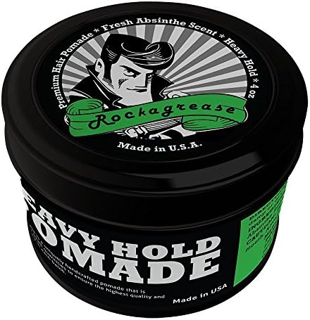 Rockagrease Styling Hair Pomade for Men - Great for Curly, Relaxed, Short or Natural Types - Non-greasy Feel - Heavy Hold in Fresh Absinthe Scent - 4oz+