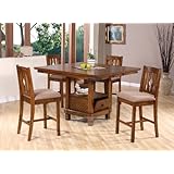 Mission Oak Counter Height Pub Table & 4 Chairs Dining Table Set