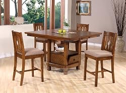 MissionOakCounterHeightPubTableand4ChairsDiningTableSet