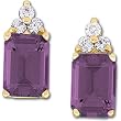 14K Yellow Gold Amethyst and Diamond Earrings