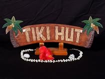 WELCOME SIGN "TIKI HUT" W/ PALM TREES - TIKI BAR DECOR