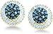 Blue and White Round and Baguette Diamond Stud title=