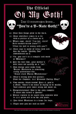 The Official Oh My Goth (13 Reasons You're a B-Rate Goth) Framed Art Poster Print - 24