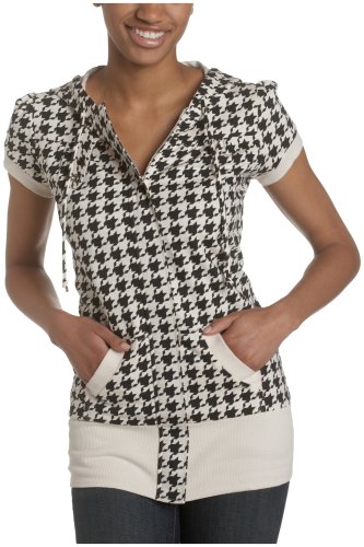 Miss Chievous Juniors' Houndstooth Full Zip Short Sleeve Track Jacket
