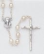 22" Silver Tone Rosary with 7mm White Pearl Beads - Imported from ITALY 22" Silver Tone Rosary with 7mm White Pearl Beads - Imported from ITALY