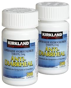 Kirkland Signature Anti-Diarrheal Loperamide Hydrochloride 2 MG Caplets, 200-Count Bottles (Pack of 2)