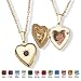 PalmBeach Jewelry Goldtone Birthstones Simulated Heart Locket- January- Simulated Garnet