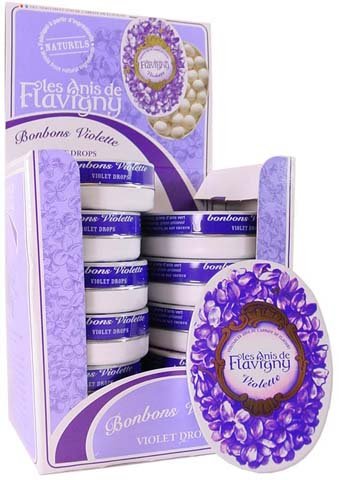 Abbaye de Flavigny Oval Traditional Tin Violet Flavored Anise drops ~ all natural, 1.8 oz