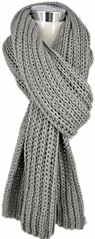 DGFA INC Lady Winter Knit Scarf Oversize Diff Solid Color Shawl (Light Grey)