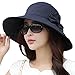 Summer Hat for Women Wide Brim Sun Protection Foldable Beach Safari Hat UPF Large XL Big Navy Siggi