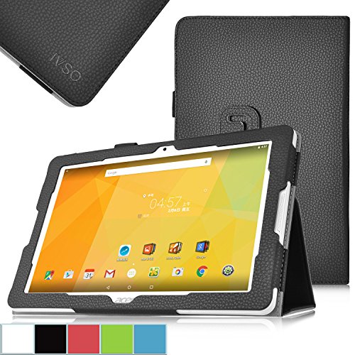 Acer Iconia One 10 B3-A20 Case, IVSO High Quality Leather Slim-Book Stand Cover Case for Acer B3-A20 Tablet (Black)