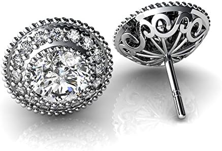 FAVAVA Rhodium Plated Diamod Color Stud Earrings Made With Genuine Swarovski Elements Crystals