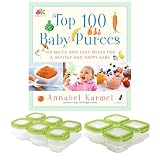 Top 100 Baby Purees Food Book with 12 Piece OXO Tot Block Food Storage Set