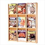 IMAGE OF Nine Magazine Oak and Acrylic Wall Display with Optional Floor Stand Wood Finish: Light Oak