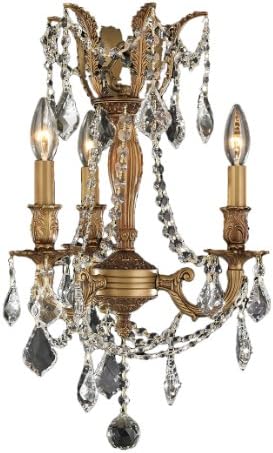 Worldwide Lighting W83302FG13-CL Windsor 3 Lights with Clear Crystal Chandelier, Mini, Gold