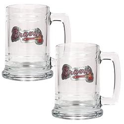 Atlanta Braves MLB 2pc 15oz Glass Tankard Set- Primary Logo by Great American Products