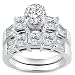 14k White Gold Round, Princess & Baguette Diamond Ladies Bridal Ring Engagement Matching Band Set (1.50 cttw, F-G-H Color, SI-I Clarity)