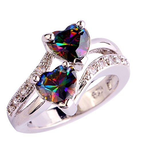 YAZILIND Engagement Heart Ring Colorful Crystal Bridal Anniversary Women Jewelry Size7