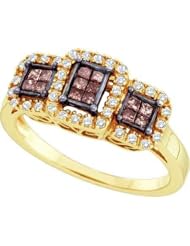 0.40CTW COGNAC DIAMOND LADIES INVISIBLE RING