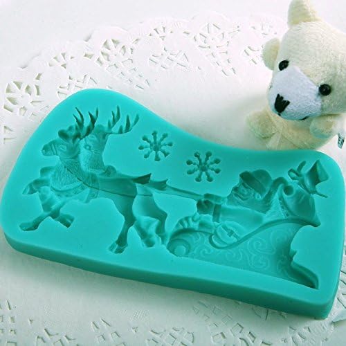 Martha Art Craft - Sugarcraft Decorating Kit - Christmas Molds Silicone Theme Santa Claus Sleigh Molds (Random Color) By Paradise Smile