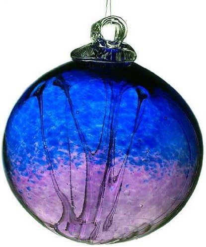 Kitras Art Glass Old English Hanging Witch Ball - 6", Purple/Blue