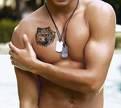 GC Oringin Design Cool Wolf Back Waist Chest Arm Waterproof Temporary Tattoo Sticker For Men SH-004b