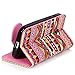 E LV Stylish Design Deluxe PU Leather Wallet / Purse Flip Folio Fully Protective Case Cover with Tribal Print for Motorola Moto E (2014)