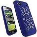 igadgitz Purple & White Flower Design Silicone Skin Case Cover for Samsung i9000 Galaxy S Android Smartphone Cell Phone + Screen Protector