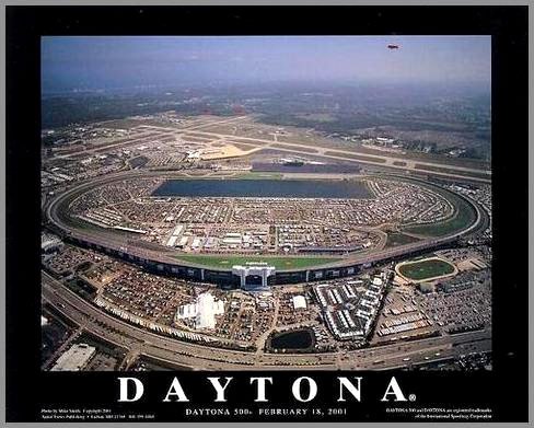 NASCAR Tracks - Daytona 500 - Dale Sr Feb 2001 - Lg - Wood Mounted Poster Print