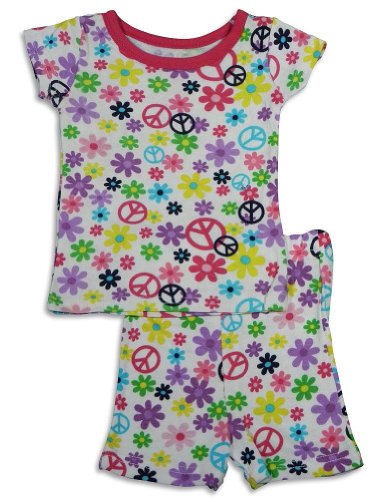 Tickle Me - Infant Girls Short Sleeve Shortie Pajamas, White, Fuchsia