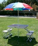 A BONUS $19.99 WATER-PROOF LED FLASHLIGHT INCLUDED OASIS Four Person Picnic Aluminum Table W/ 6' Umbrella-Top-Of-The-Line Construction-3-Years Warranty